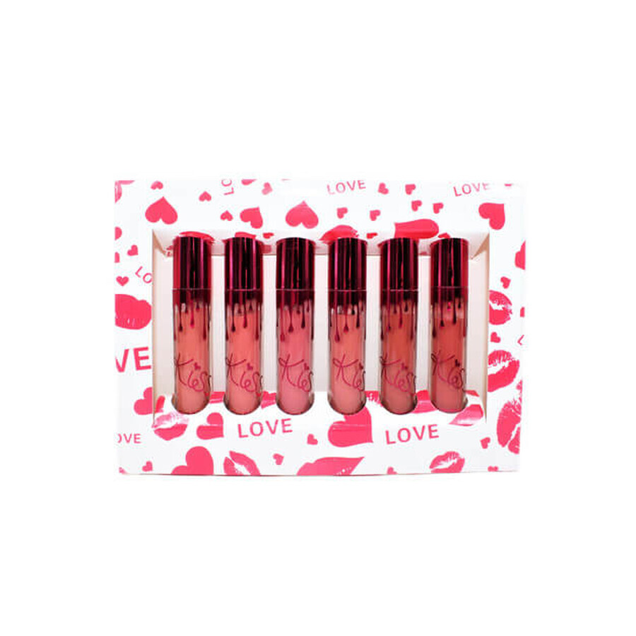 Lippenstift 6er Set, Kiss Beauty, Matte Flüssig-Lippenstift, B