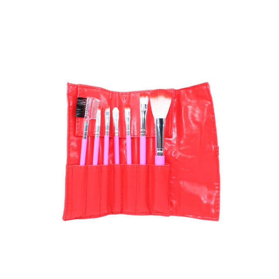 Set of 7 makeup brushes, Fraulein, Red