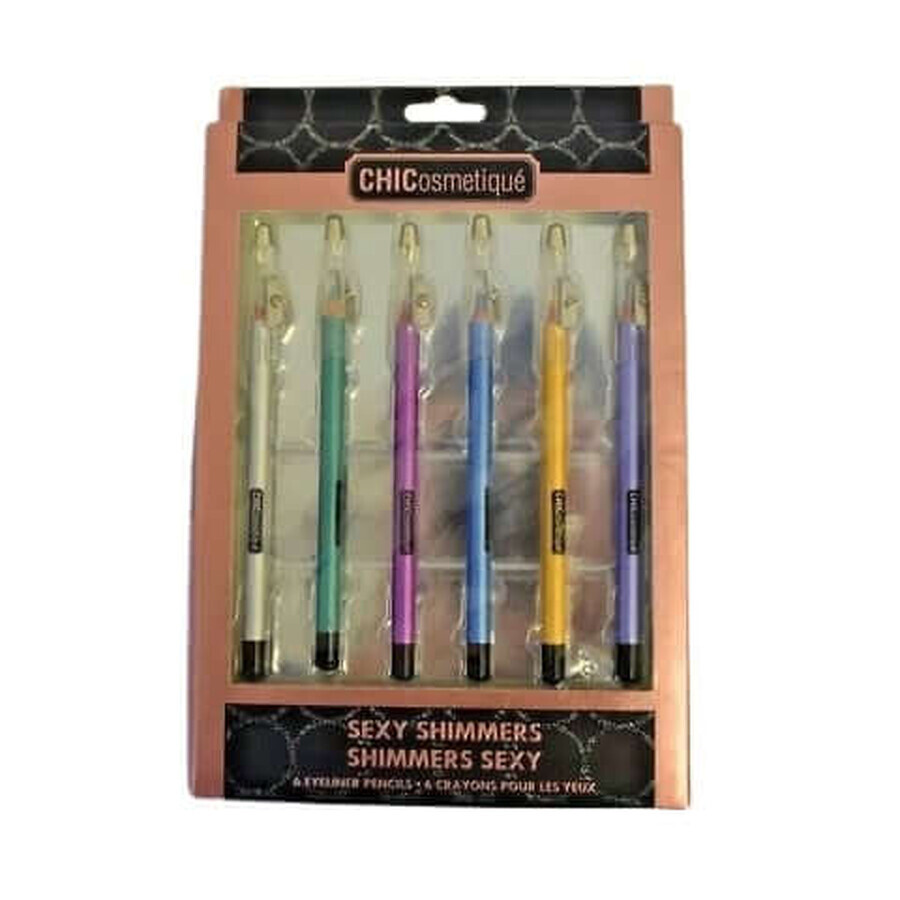Set di 6 matite occhi glitterate, Chicosmetique, Shimmers