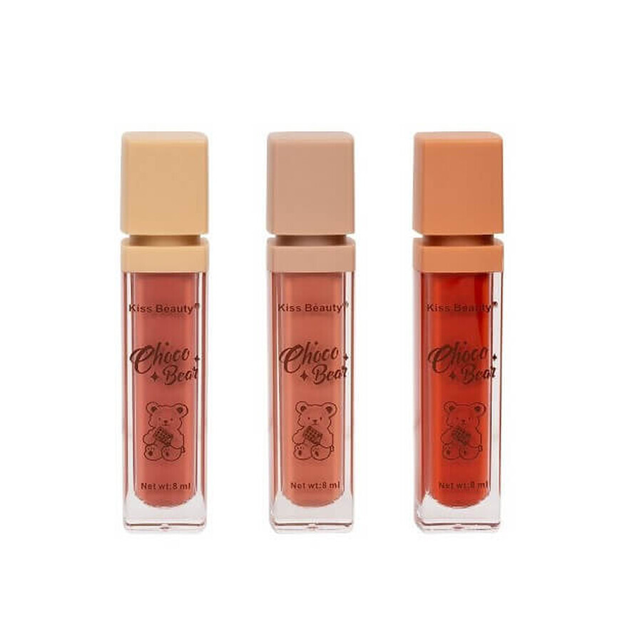 Set de 3 barras de labios, Kiss Beauty, Choco Bear, A