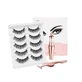 Set de 5 Pares de Pestañas Postizas Magnéticas, Maquillaje, Tus Magnéticas y Aplicador de Pestañas, 017