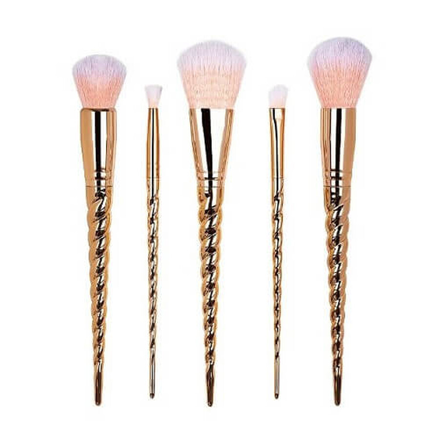 Set de 5 pinceaux de maquillage, Maquillage, Licorne, Or Rose