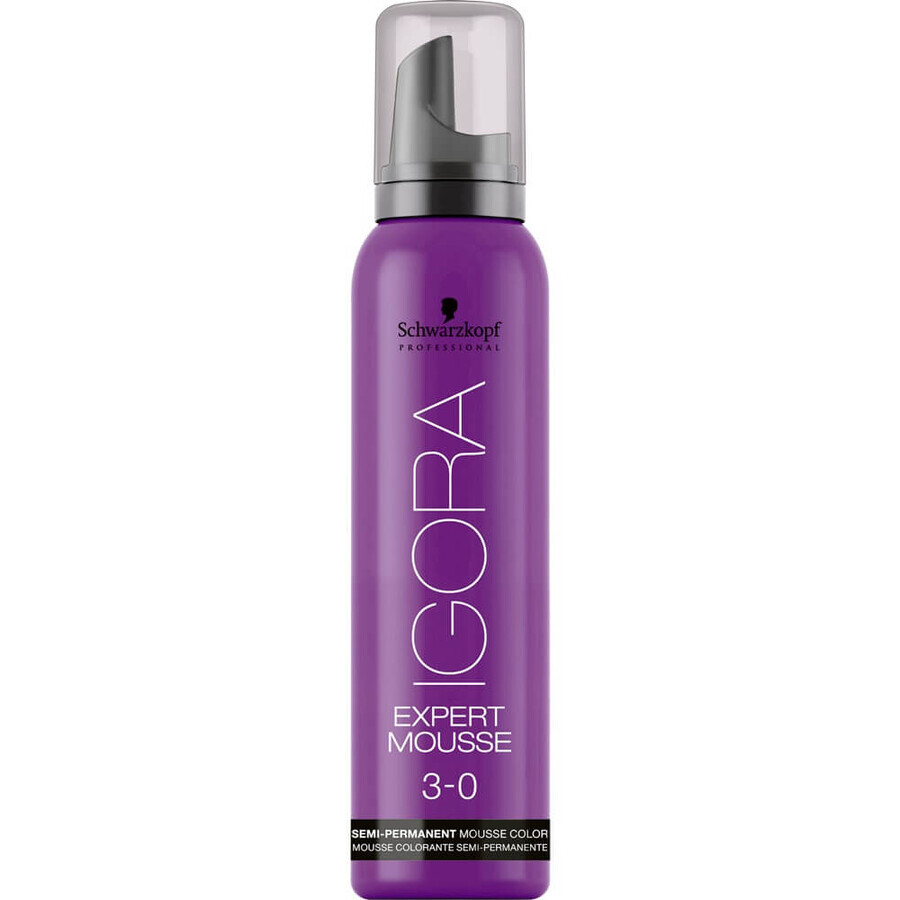 Schwarzkopf Professional Igora Expert Mousse Schiuma Cera Colorante 3-0 Betulla Scuro, 100ml