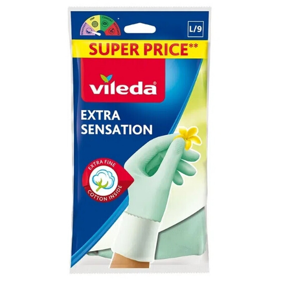Vileda, Extra Sensation Gloves, size L, 1 pair