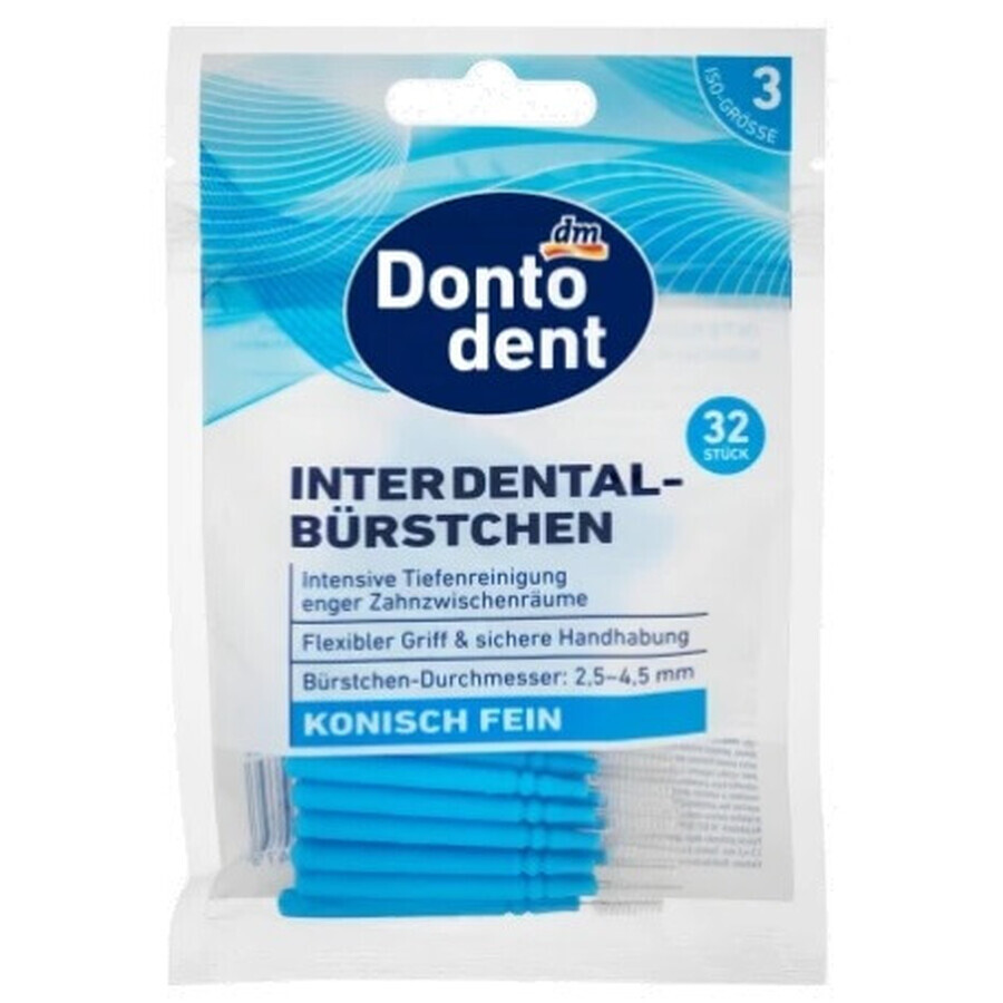Cumpără Dontodent, Perii interdentare, albastru, 06mm, ISO 3, 32 bucăți Dontodent, Perii interdentare, albastru, 06mm, ISO 3, 32 bucăți