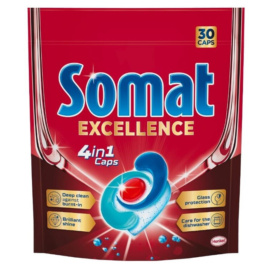 Somat Excellence 4 in 1 Caps Dishwashing Capsules, 30 pieces