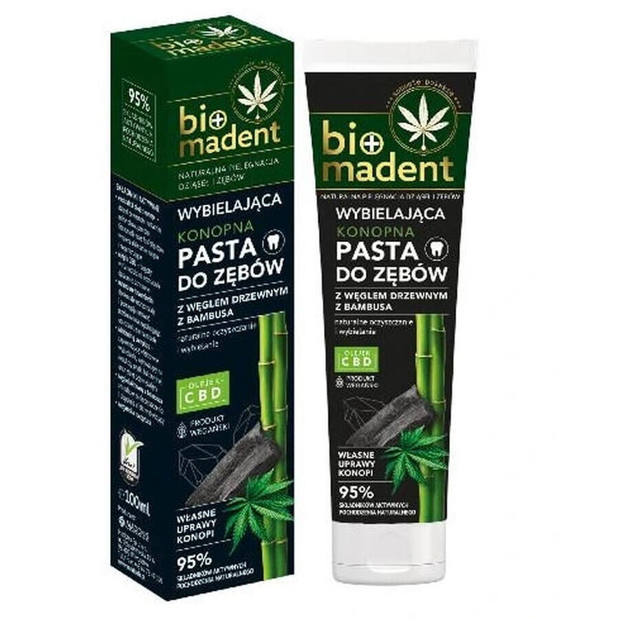 Bio Madent whitening toothpaste made of hemp with bamboo charcoal, 100 ml