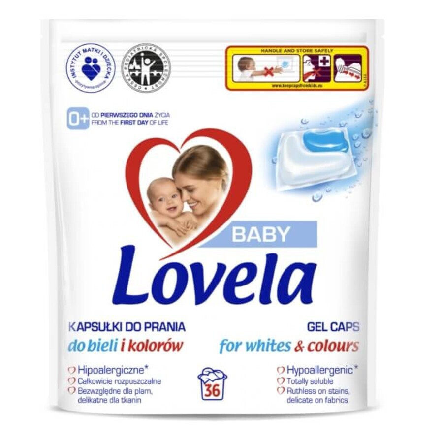 Lovela Baby hypoallergenic washing capsules for whites and colors, 36 pieces