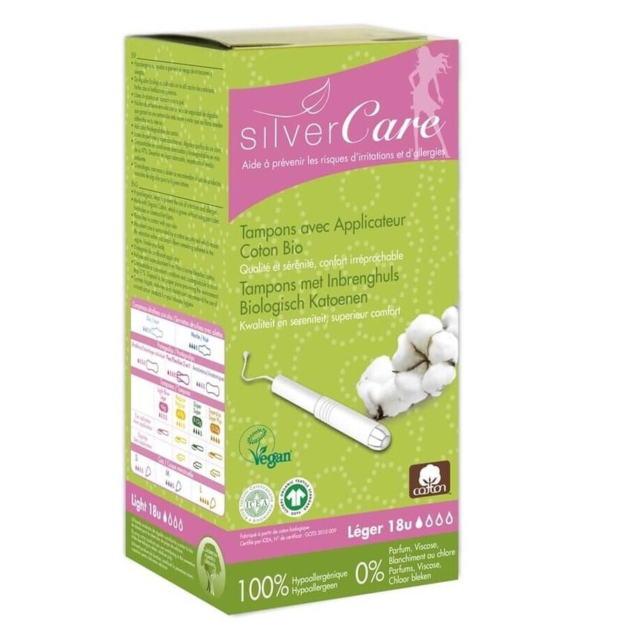 Tampoane Masmi cu aplicator de bivol organic Light, 18 bucăți