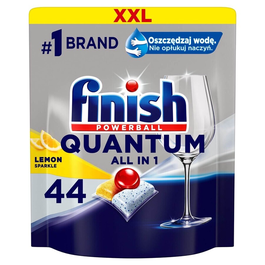 Finish, Capsule per lavastoviglie Quantum All in 1 al limone, 44 pezzi