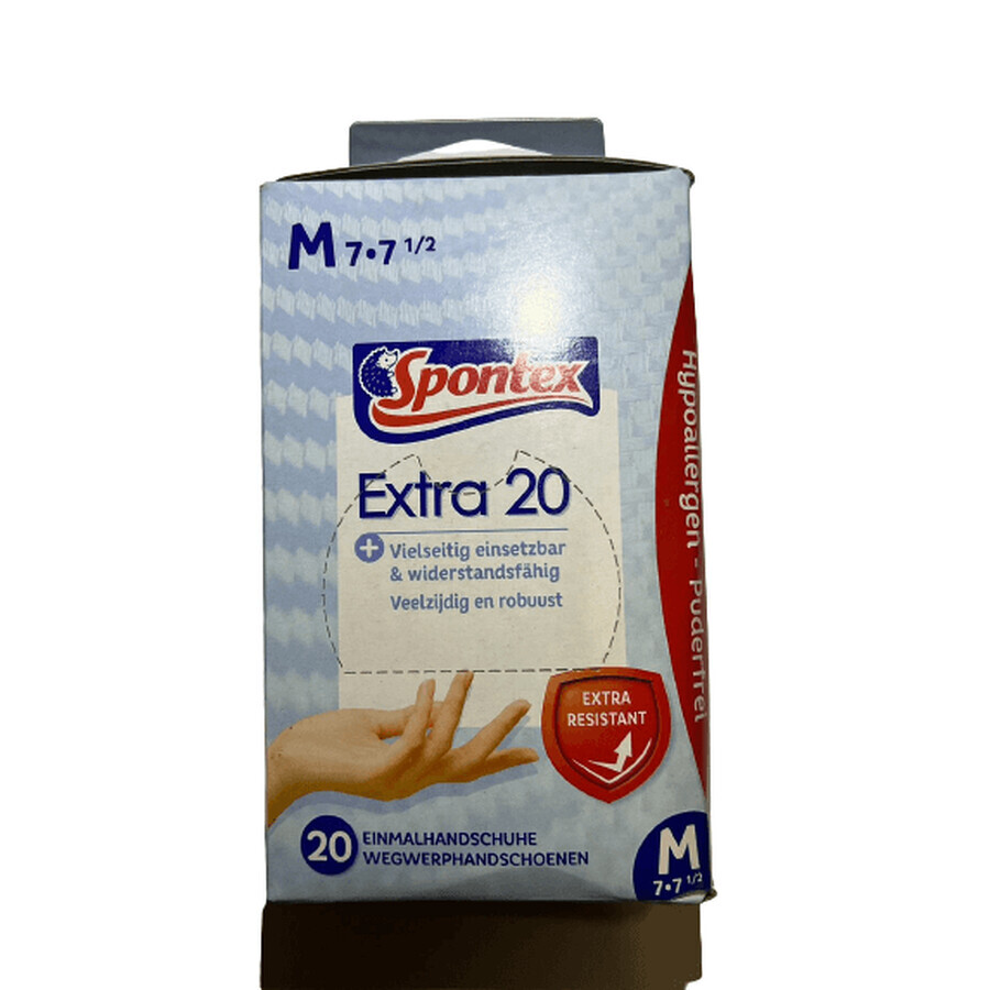 Spontex, Guanti da lavaggio taglia 7-7,5, 20 pezzi