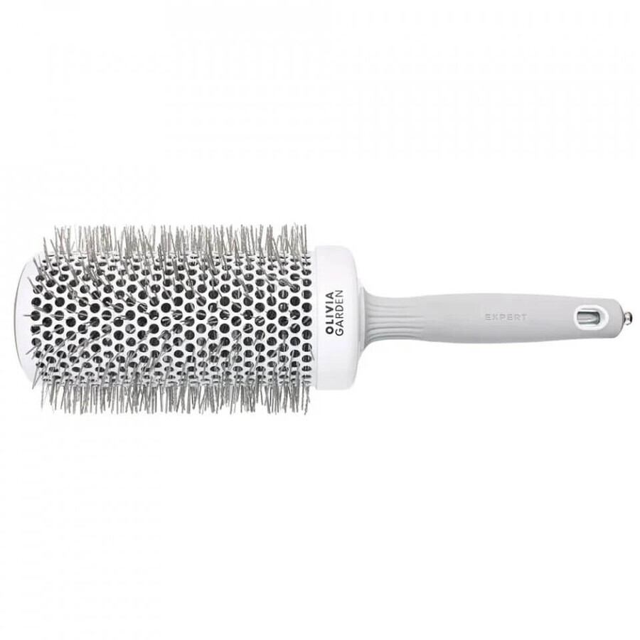 Olivia Garden Expert Expert Blowout Speed Spazzola per asciugare e modellare con setole ondulate bianco/grigio, 65 mm