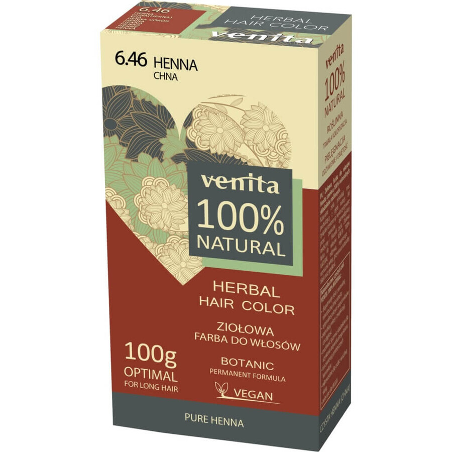 Venita 100% Herbal Hair Colour 6.46 Chna, 100g