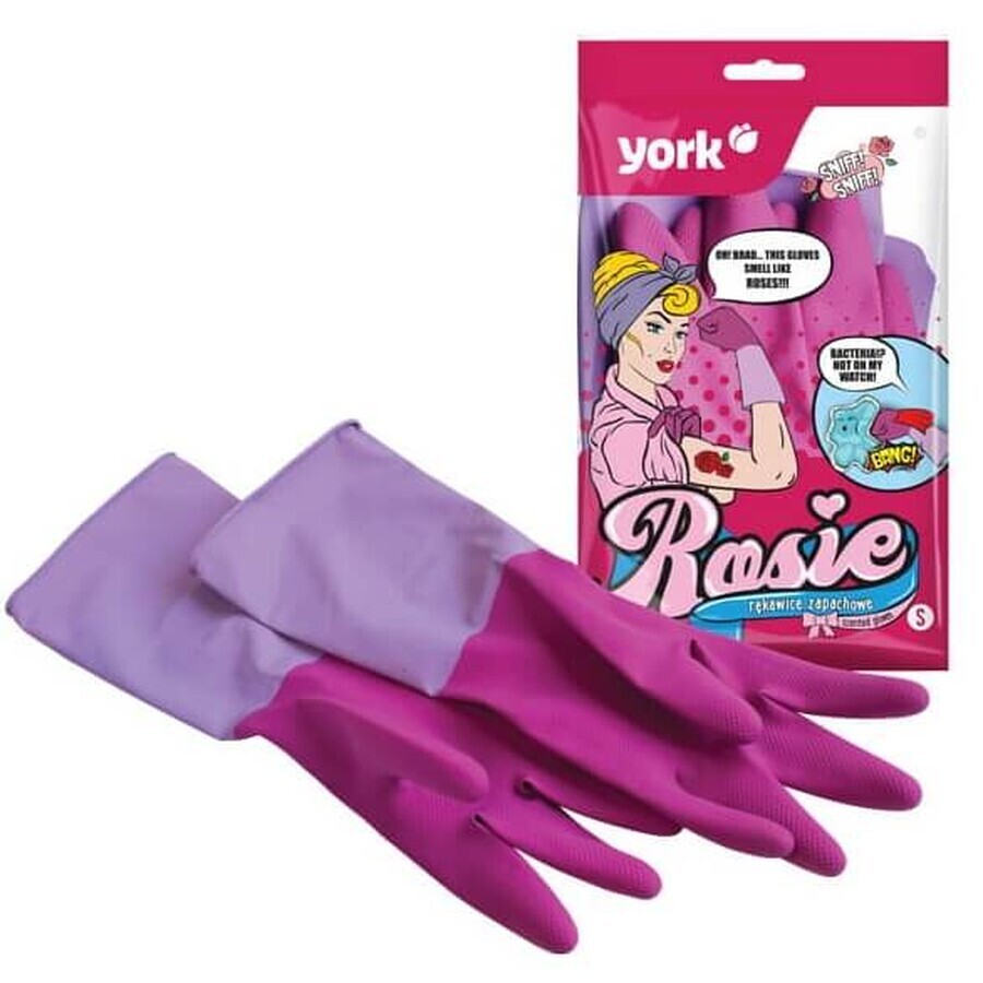 York, Rosie scented rubber gloves, size M, 1 pair