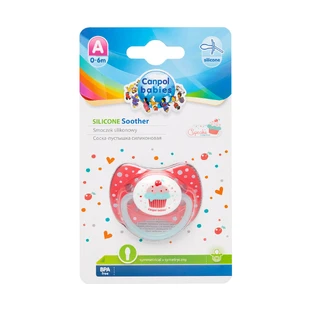 Canpol, Sucette en silicone, symétrique, 0-6m Cupcake 23/282, rose, 1 pc
