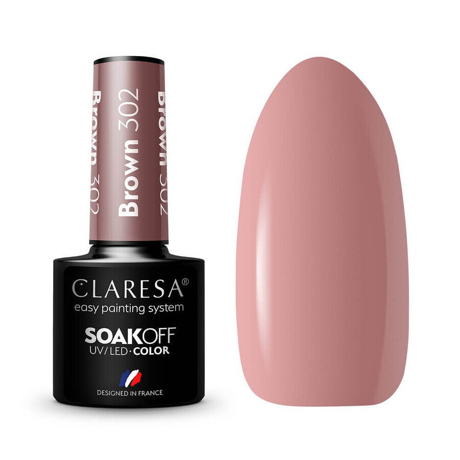 Claresa Soak Off Barniz Híbrido UV/LED Marrón 302, 5g