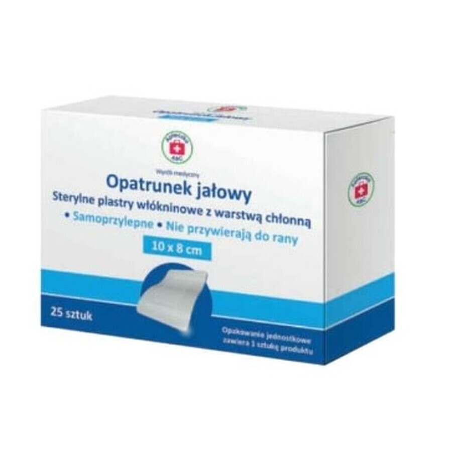 ABC First Aid Kit, Iow Dressing - sterile non-woven patches with protective layer, 10cm x 8cm, 25 pcs