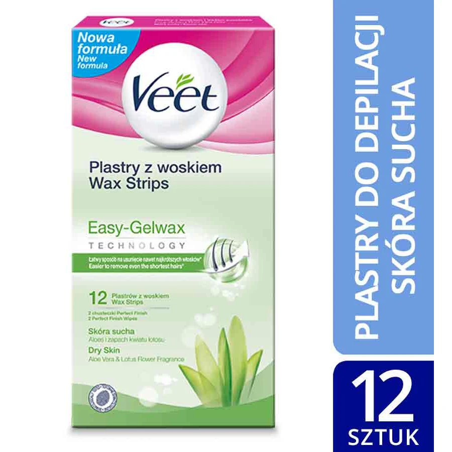 Veet Trockenhaut-Wachs-Klebeband für trockene Haut, 12 Stück