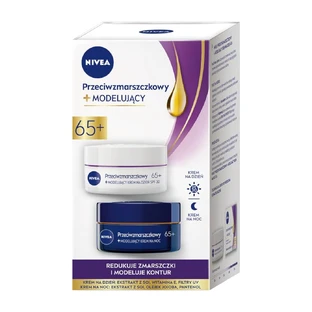 Nivea 2er Pack Tages- und Nachtcreme Anti-Falten + Modelliercreme 65+, 2x50ml