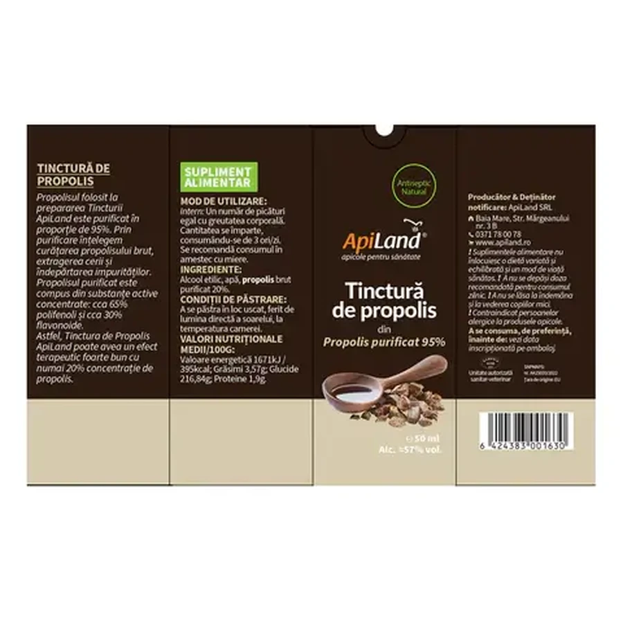 Gezuiverde propolis tinctuur 95%, 50 ml, Apiland