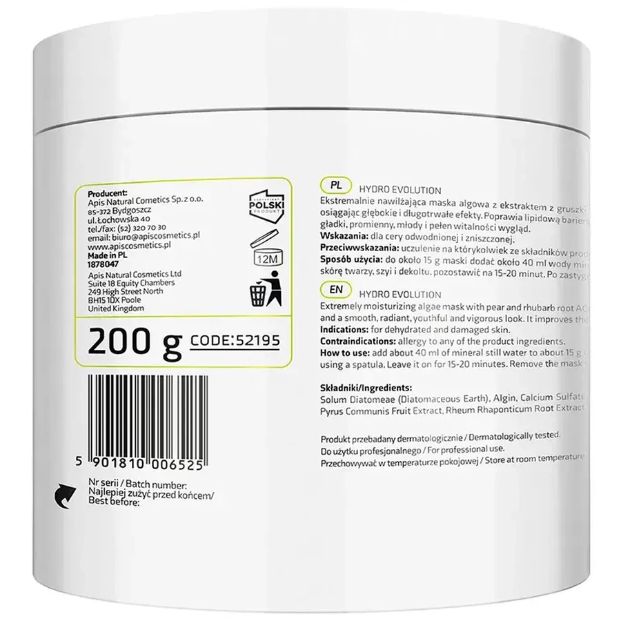 Apis Mascarilla extremadamente hidratante con algas de pera y ruibarbo Aquaxtrem, 200 g
