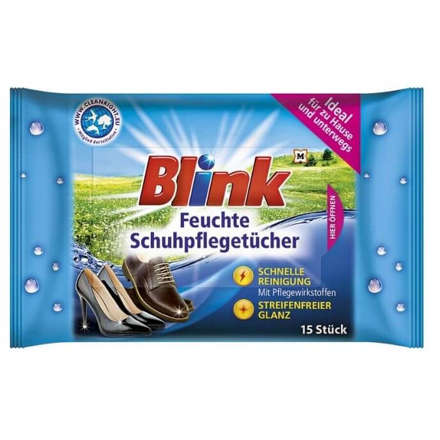 Blink, Salviette umidificate per la cura delle scarpe, 15 pezzi