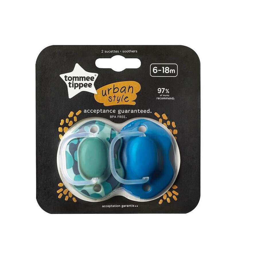 Tommee Tippee Urban Schnuller 6-18m Junge, 2 Stück