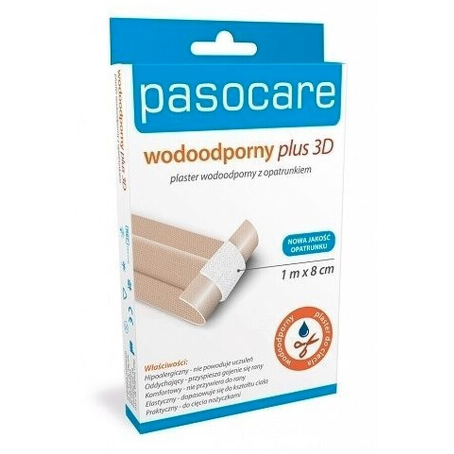 Waterdichte pleisters met 3D Plus Pasocare verband, 1mx8cm, 10 st x 10cmx8cm, 1 st - Gaat lang mee!