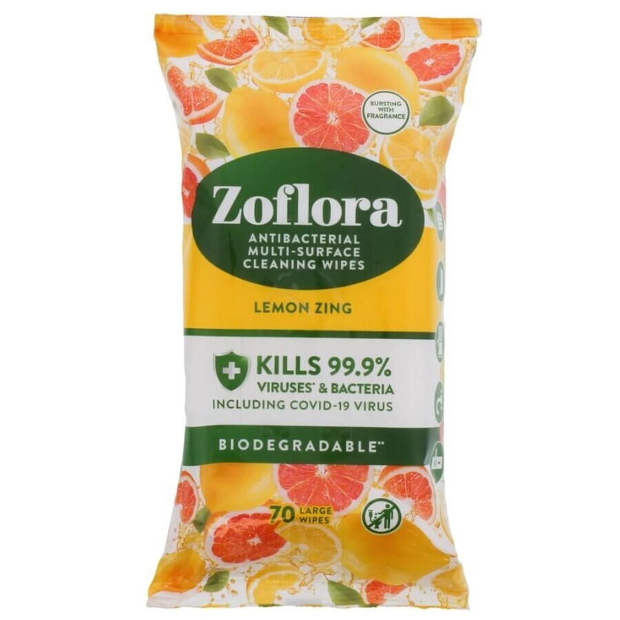 Zoflora, Lemon Zing, Disinfecting wipes, 70 pieces
