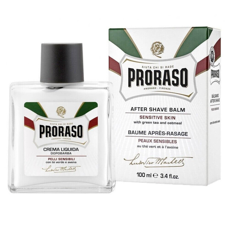 Proraso Crema Liquida Dopobarba Wärmendes Aftershave-Balsam mit grünem Tee und Hafer, 100ml