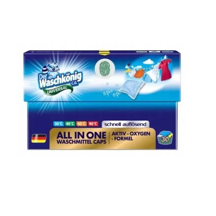 Waschkonig Universal Cápsulas de polvo para la colada, 30 piezas