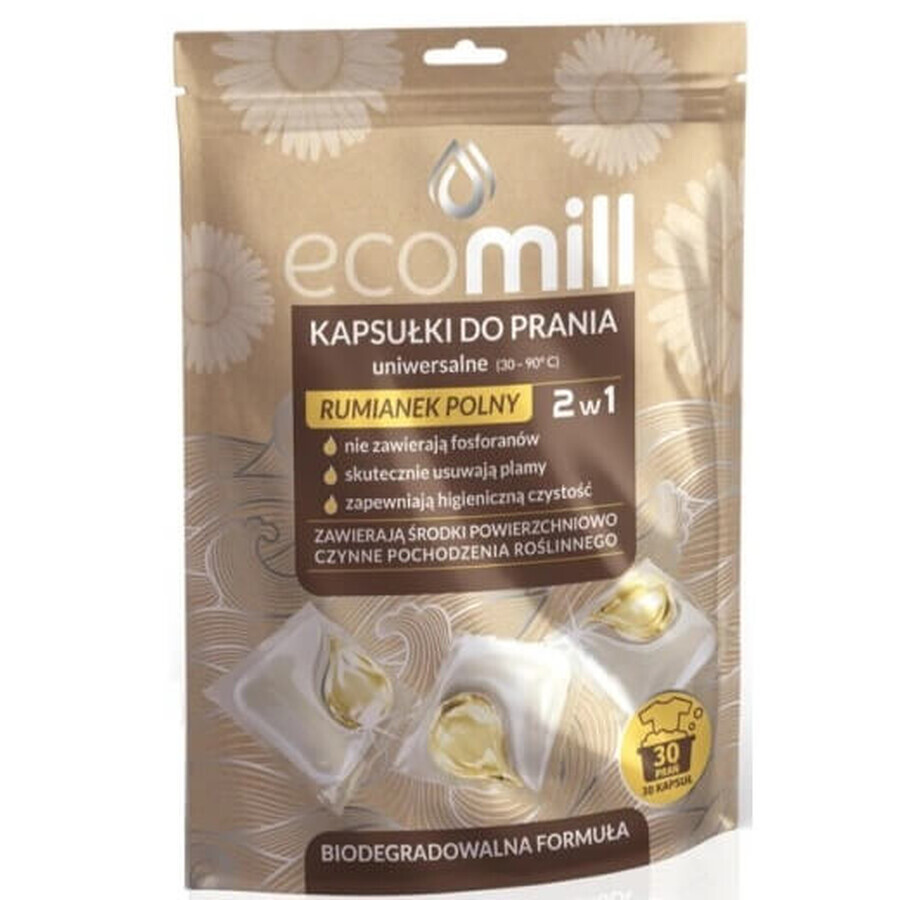 Cumpără EcoMill Capsule de spălare universală Mușețel 2în1, 30 bucăți EcoMill Capsule de spălare universală Mușețel 2în1, 30 bucăți