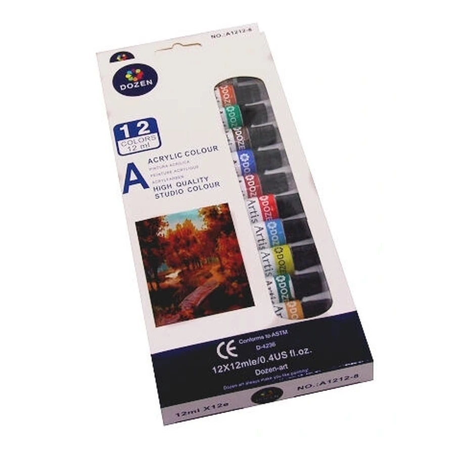 Pinturas acrílicas en tubos, 12x12 ml