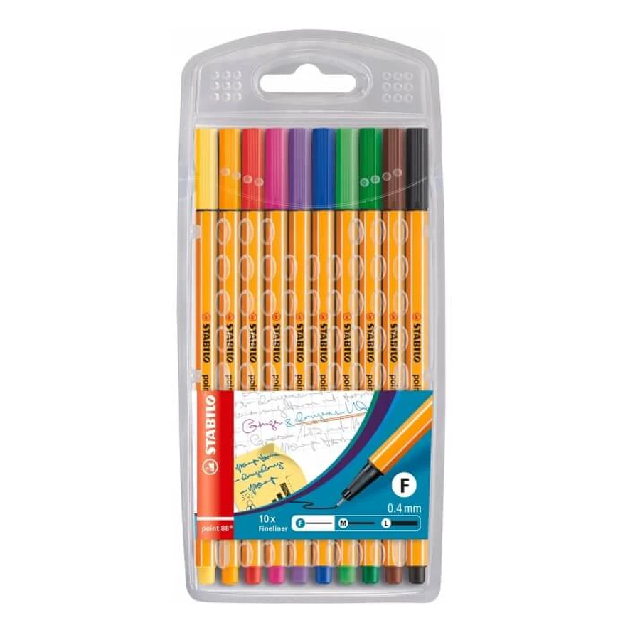 Stabilo, Pointe fine 88, couleurs mélangées, 10 pièces