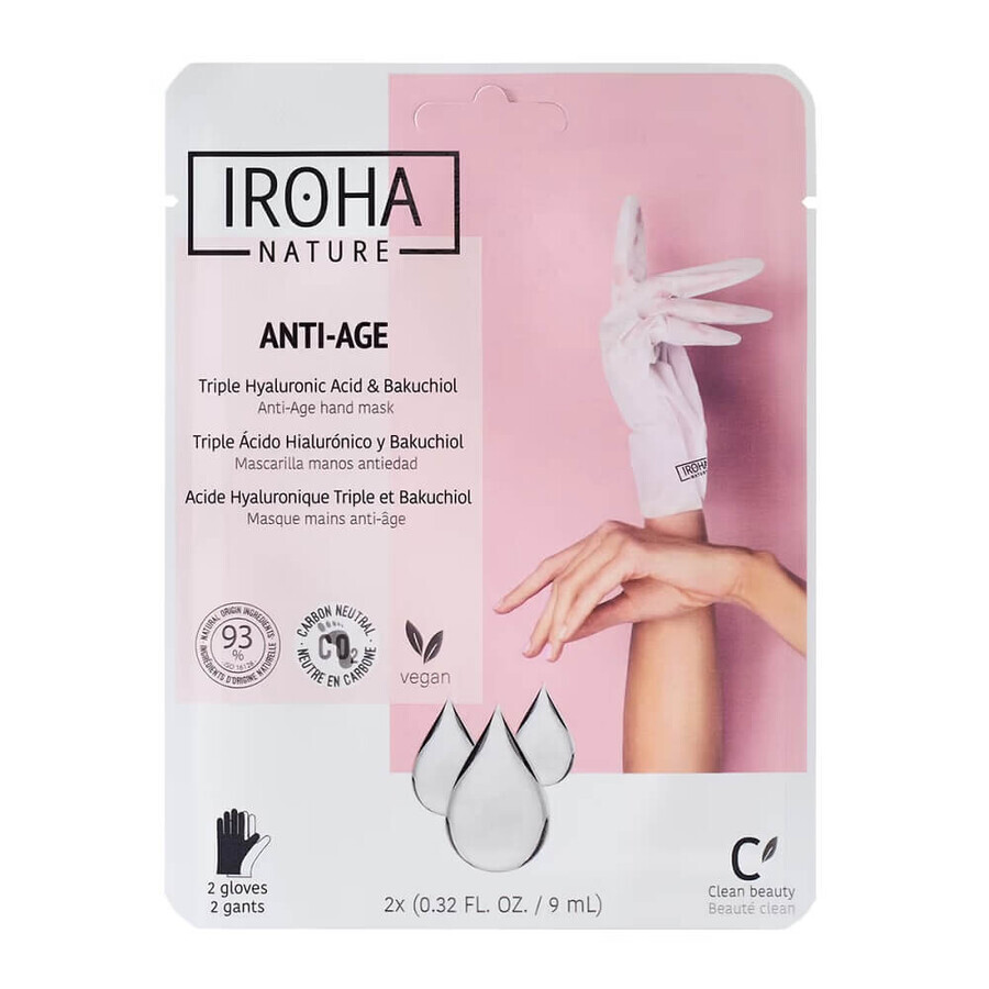 Buy Iroha Nature Anti-Ageing Anti-aging hand mask for rk Triple Hyaluronic Acid amp; Bakuchiol, 2x9ml Iroha Nature Anti-Ageing Anti-aging hand mask for rk Triple Hyaluronic Acid amp; Bakuchiol, 2x9ml