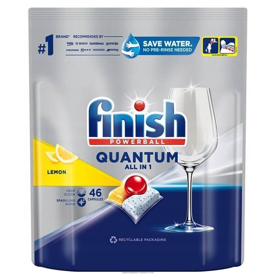 Finish Quantum Limone tappi per lavastoviglie, 46 pezzi