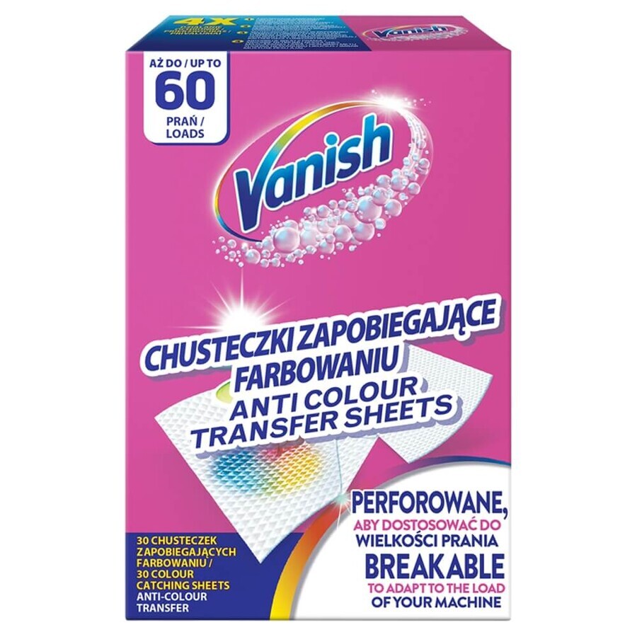 Vanish Colour Protect Toallitas Repelentes de Pintura, 60 toallitas