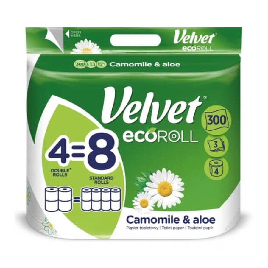 Toilettenpapier Velvet ECOroll Kamille und Aloe Vera, 4 Rollen