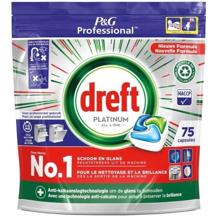 Dreft Platinum All in One capsule pentru mașina de spălat vase, 75 bucăți
