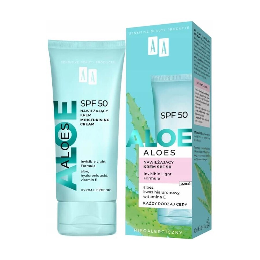 AA Aloe Vera, cremă hidratantă cu SPF 50, 40 ml