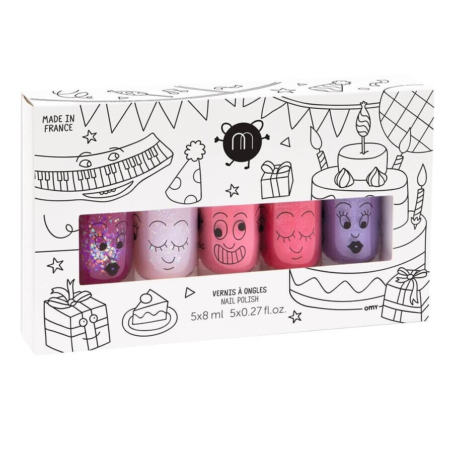 Nailmatic Kids Party Lak Set Schaapje, 8ml + Polly, 8ml + Cookie, 8ml + Kitty, 8ml + Piglou, 8ml