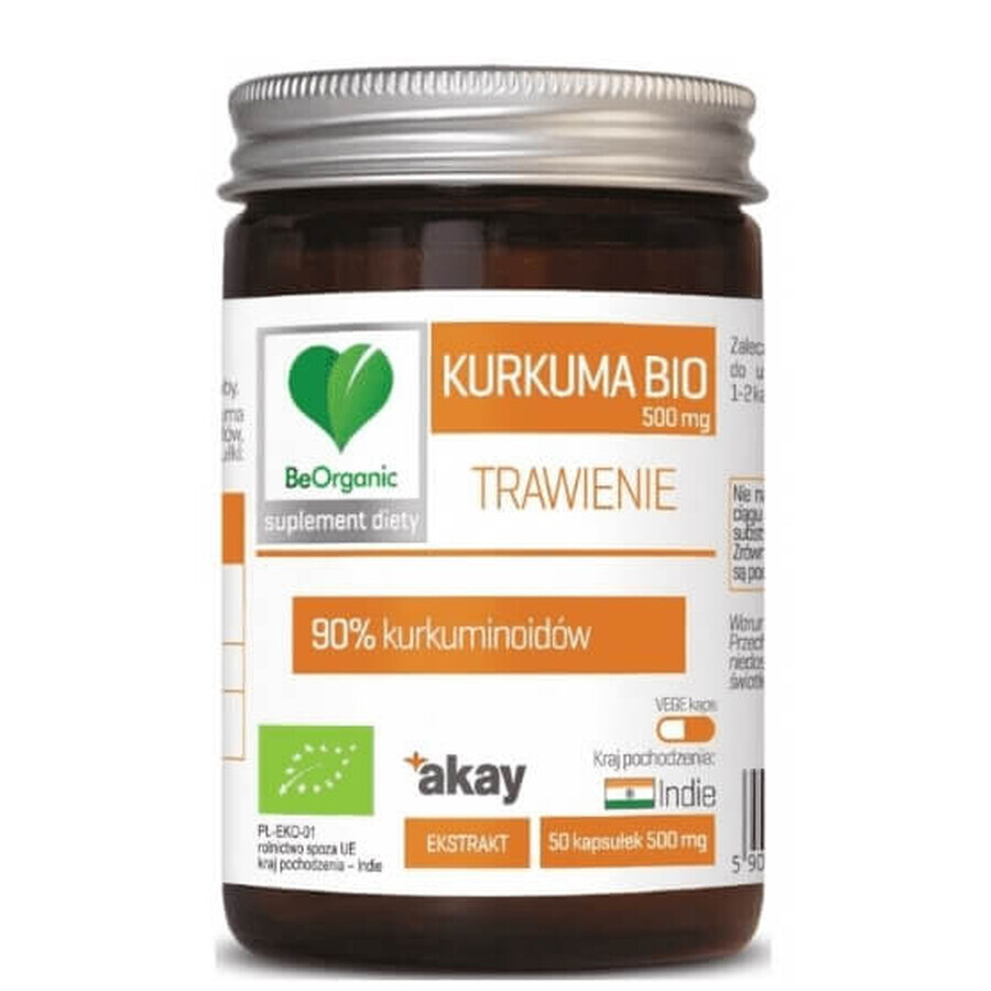 BeOrganic, Cúrcuma BIO 90% 500 mg, 50 cápsulas