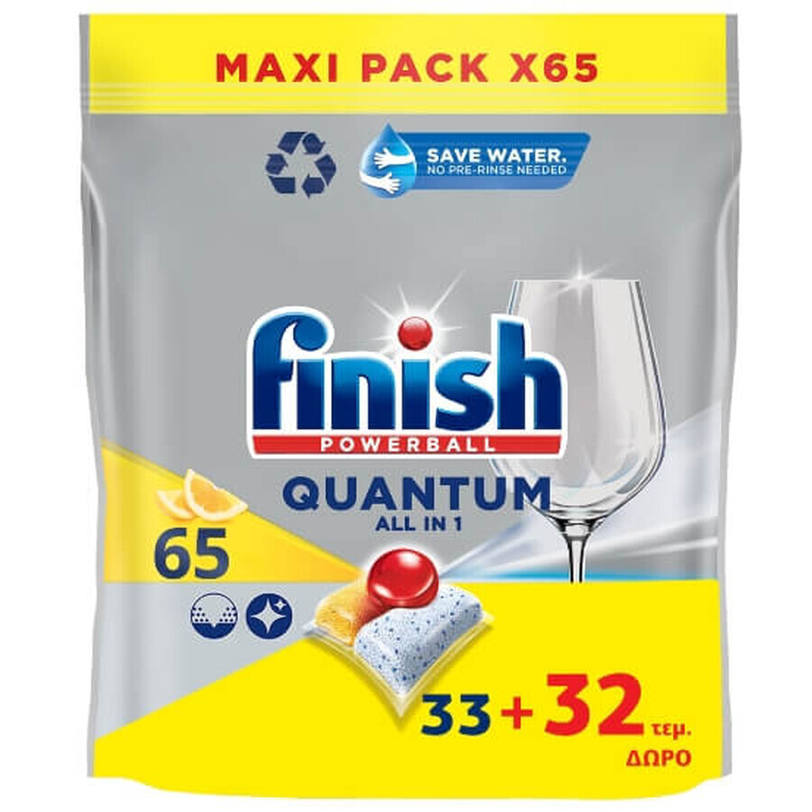 Finish, Quantum All in 1 Lemon Capsule de spălat vase, 33+32 bucăți