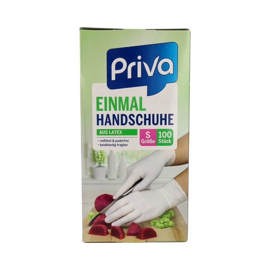 Priva, Latex-Handschuhe, Einweg, Größe S, 100 Stück