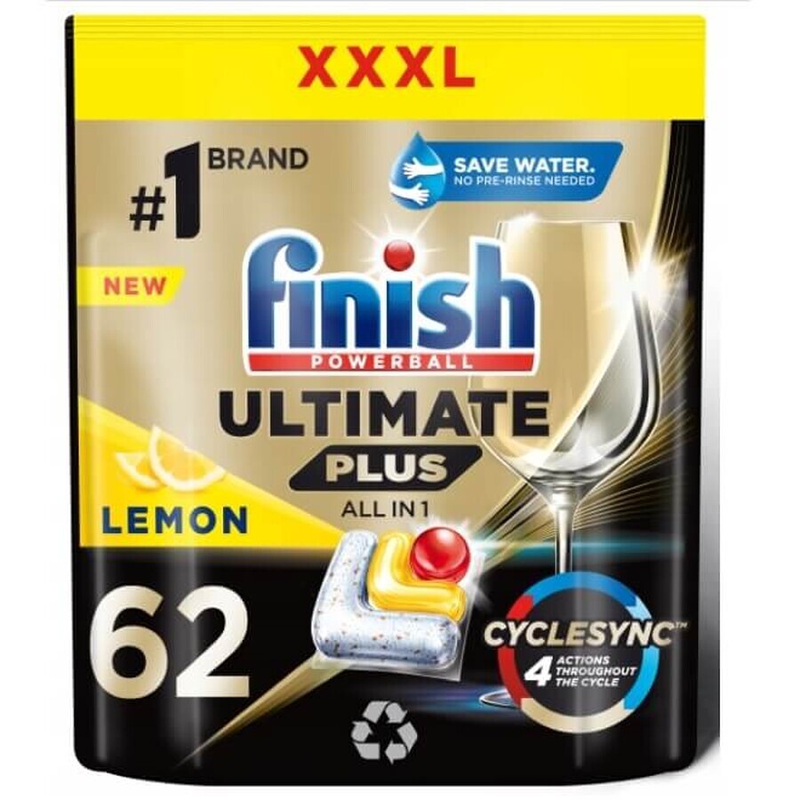 Finish Quantum Ultimate Plus Capsule de spălat vase Lemon, 62 bucăți
