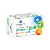 Vitamin C 1000 mg + D3 2000 IU + Zinc 15 mg, 30 tablets, Helcor