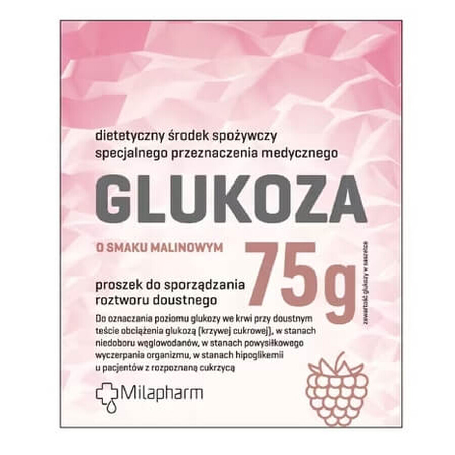 Milapharm Traubenzucker mit Himbeergeschmack, 75g - Lange Haltbarkeit!