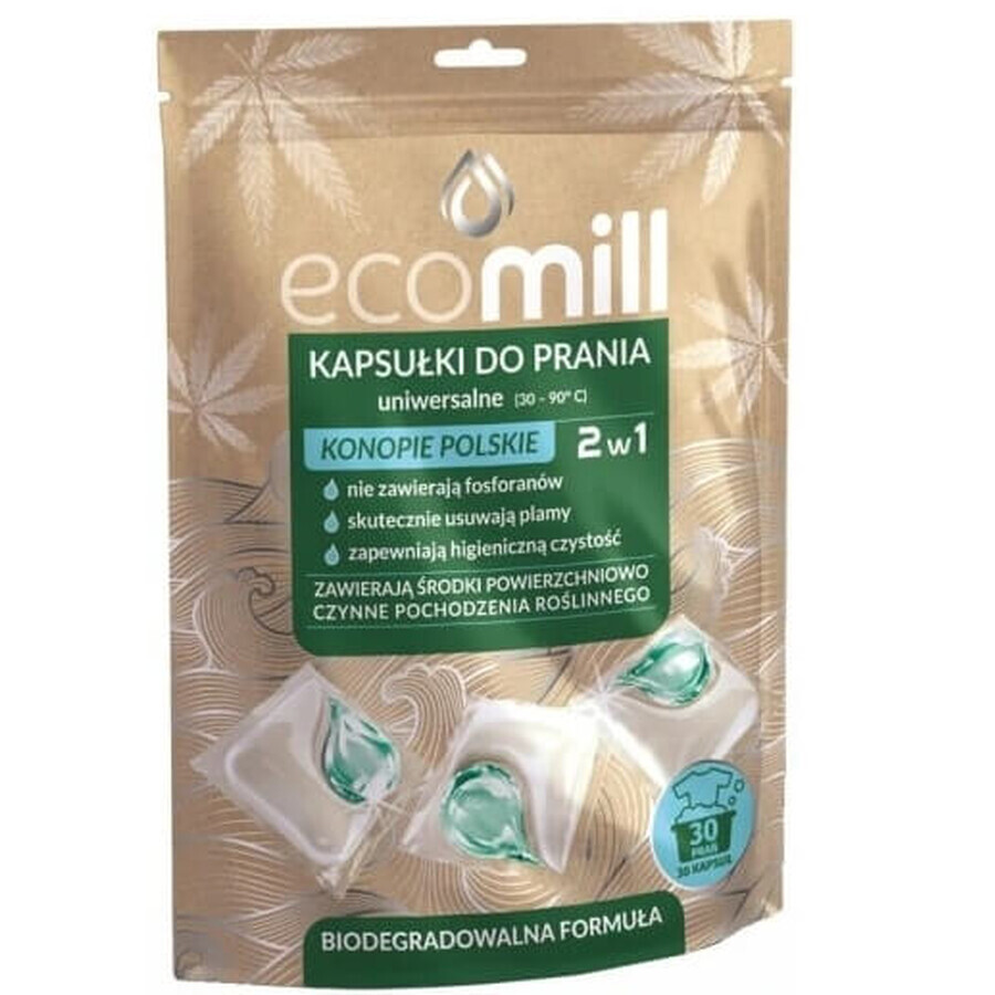 EcoMill 2in1 Universal Polish Hanf-Waschkapseln, 30 Stück