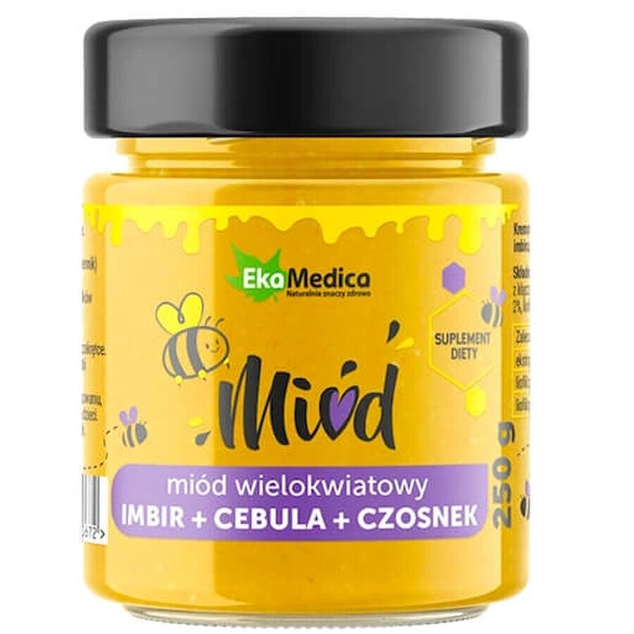 Multifloral honey ginger + onion + garlic, 250g
