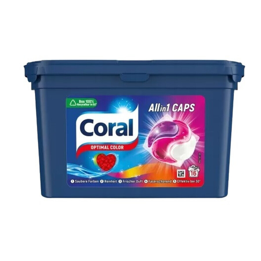 Coral Optimal Color All in 1 Wash Capsules, 16 pieces